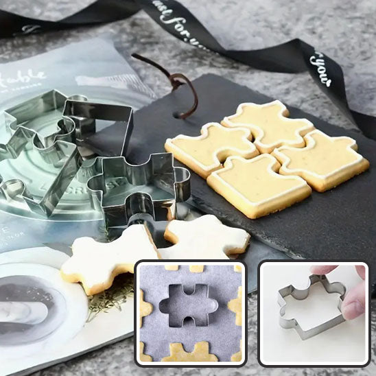 Emporte-pièces Puzzle 3D en Acier Inoxydable – Lot de 4 | Découpe Toast, Biscuit, Fondant, Gâteau