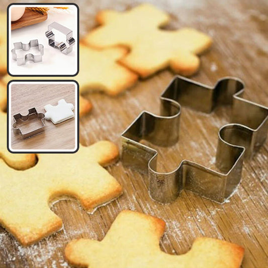 Emporte-pièces Puzzle 3D en Acier Inoxydable – Lot de 4 | Découpe Toast, Biscuit, Fondant, Gâteau