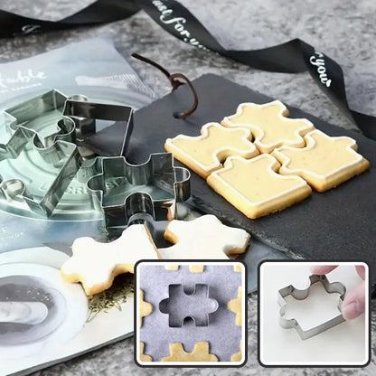 Emporte-pièces Puzzle 3D en Acier Inoxydable – Lot de 4 | Découpe Toast, Biscuit, Fondant, Gâteau