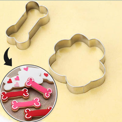 Emporte pièce PawTreats 4 biscuits en forme d'os décorés en rose