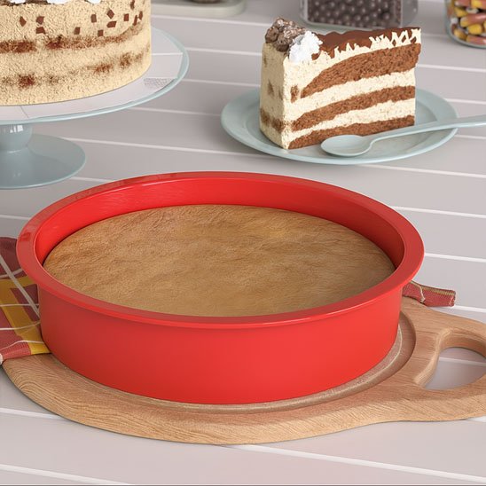 Moules en silicone rouge avec point de gâteau