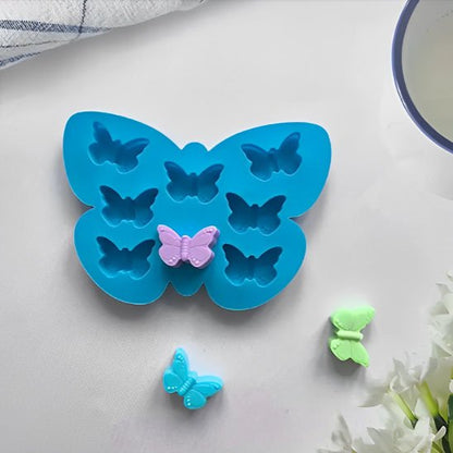 Moule gateau papillon bleu avec 2 papillons bleu et vert