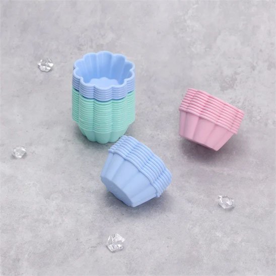 Moule à muffin Floral pastel bleu vert et rose
