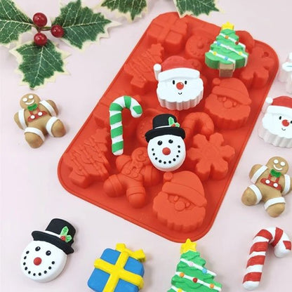 Moule a gateau FestiCook rouge à l'envers avec décoration sur le dessus