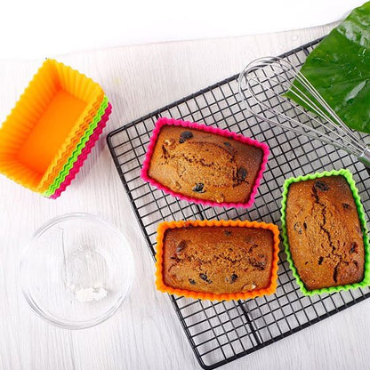 Moule à muffin PatissiPro orange vert et rose avec 3 pâtisserie sur grille 