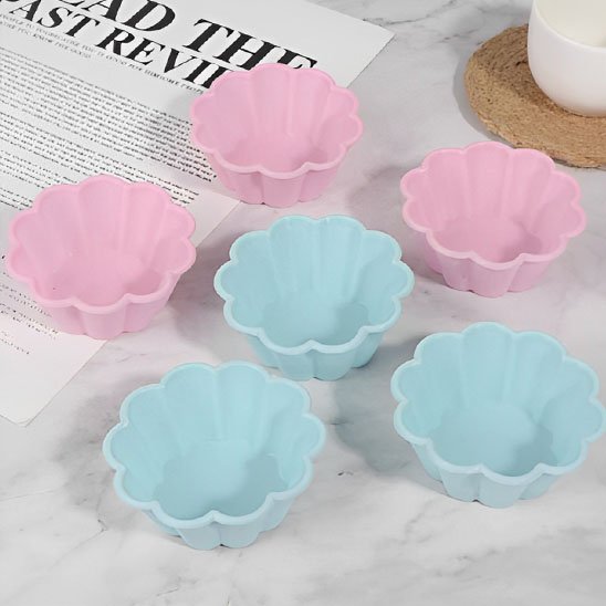 5 Moule à muffin Floral pastel vert et rose 