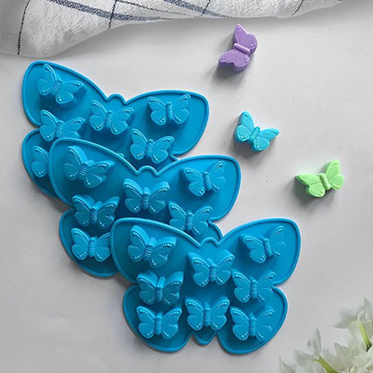 3 Moule gateau papillon bleu avec 3 papillons vert bleu et mauves