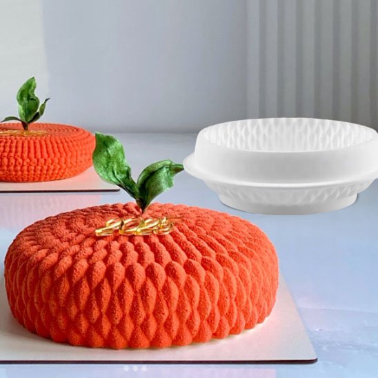 Moule à gâteau en silicone Géométrik dans présentation orangée